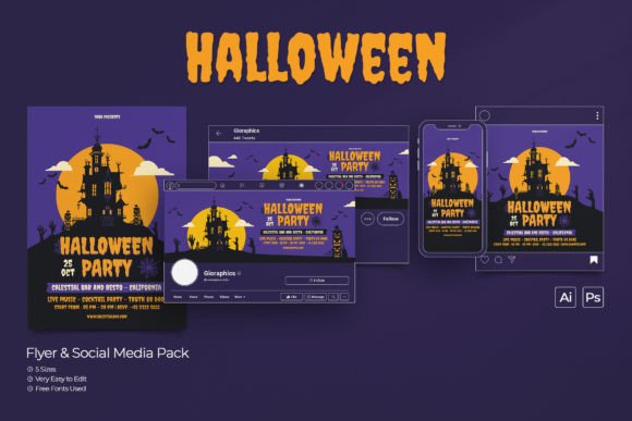 Halloween Party Flyer Social Media Set