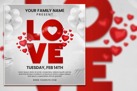 Happy Valentine Day Square Flyer